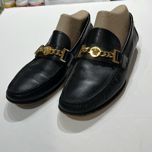 Versace black leather Medusa slip on loafers, size: 41 European = 8 USA - Picture 3 of 8